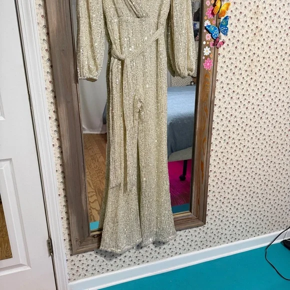 Silver and Champagne Jumpsuit sz M
